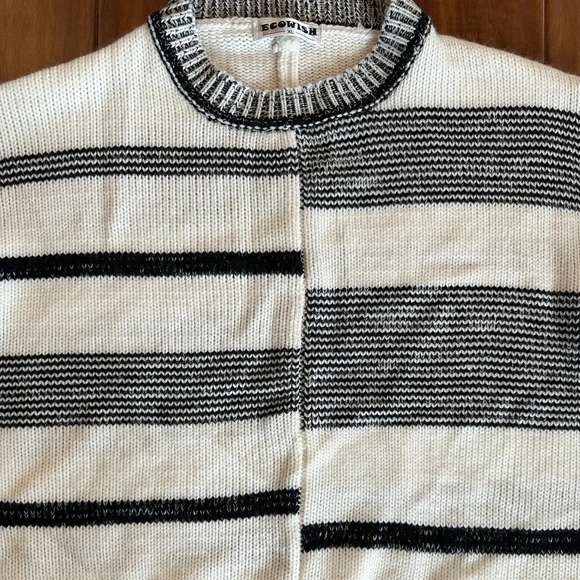 Ecowish Black and White Color Block Stripe Sweater XL - Picture 2 of 5